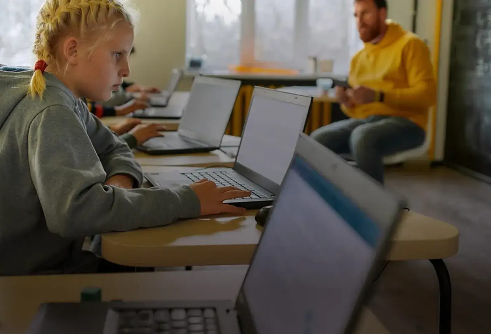 Students working in a classroom